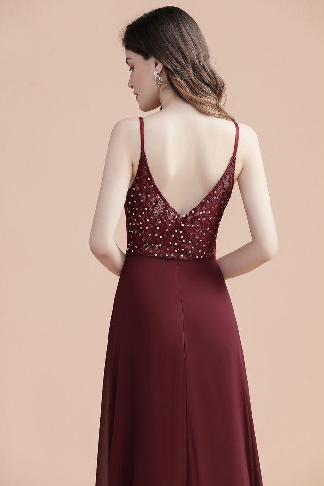 Elegant V-Neck Chiffon Aline Bridesmaid Dress Sleeveless Evening Prom Maxi Dress - Image 3