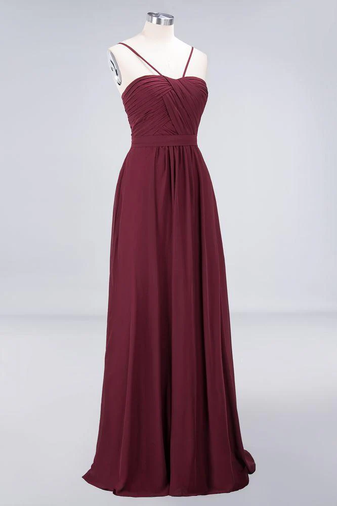 Spaghetti-Straps Backless Bridesmaid Dress  Ruffles Chiffon Wedding Party Dress - Image 3