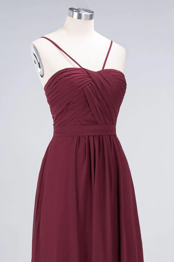 Spaghetti-Straps Backless Bridesmaid Dress  Ruffles Chiffon Wedding Party Dress - Image 5